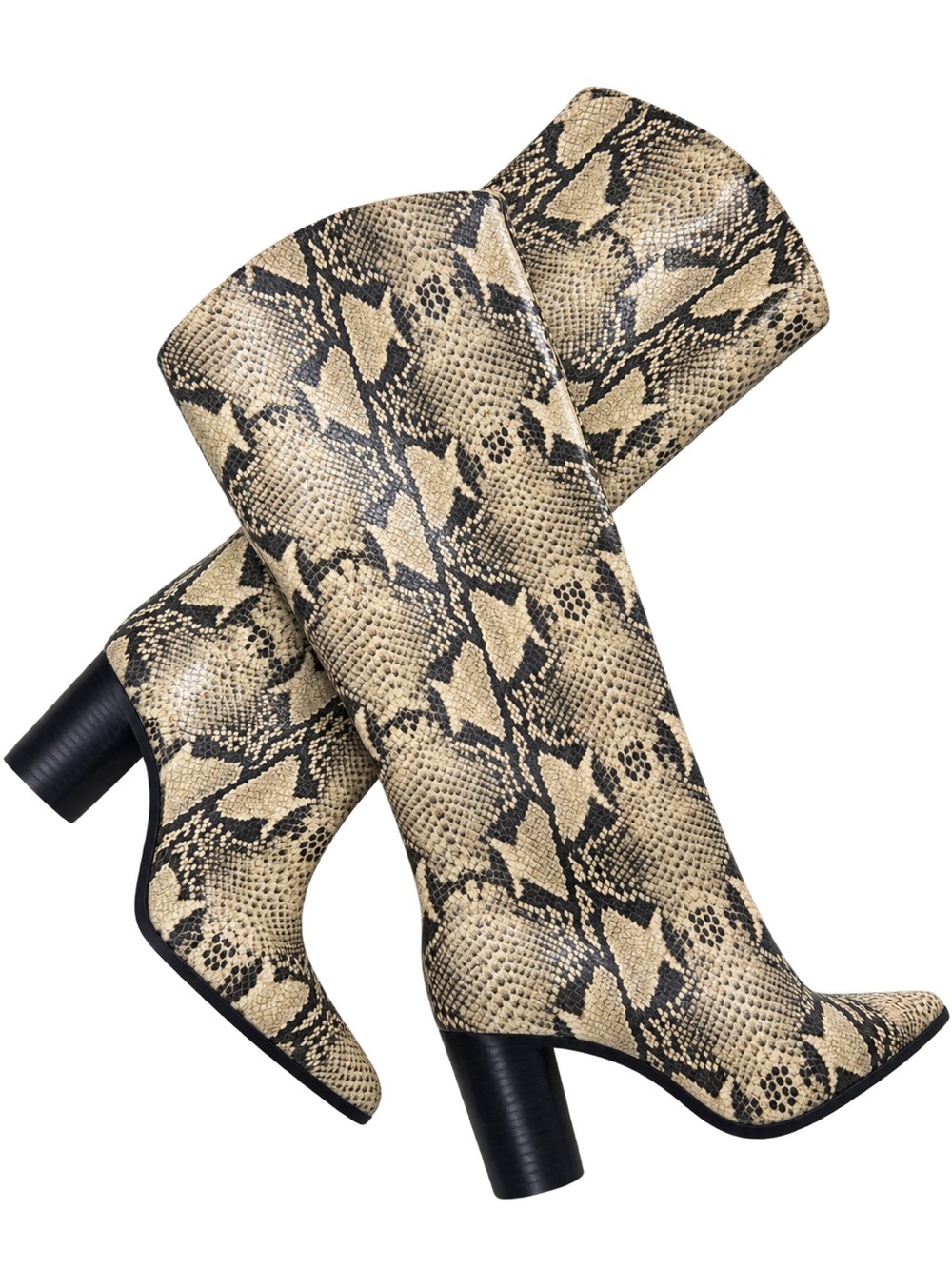 SCHUTZ Snakeskin Print Pointed Toe Knee High Boots Size 9
